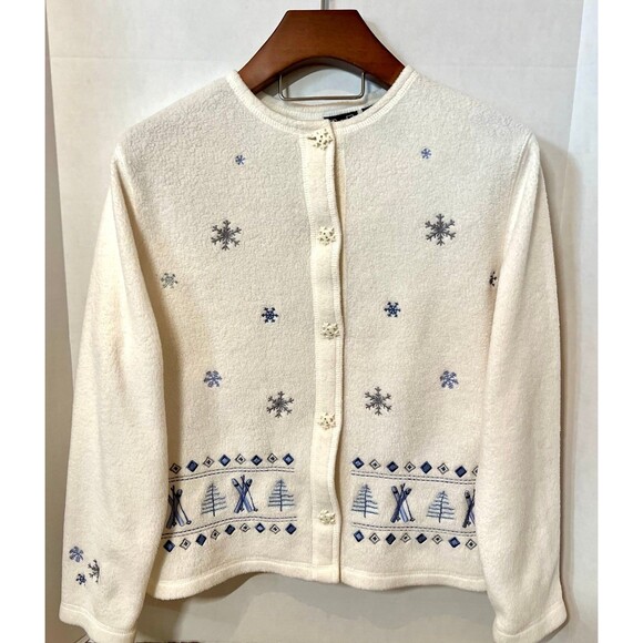 CROFT & BARROW Winter Button Down Fleece Cardigan Size M (Bx 7) - Picture 1 of 10